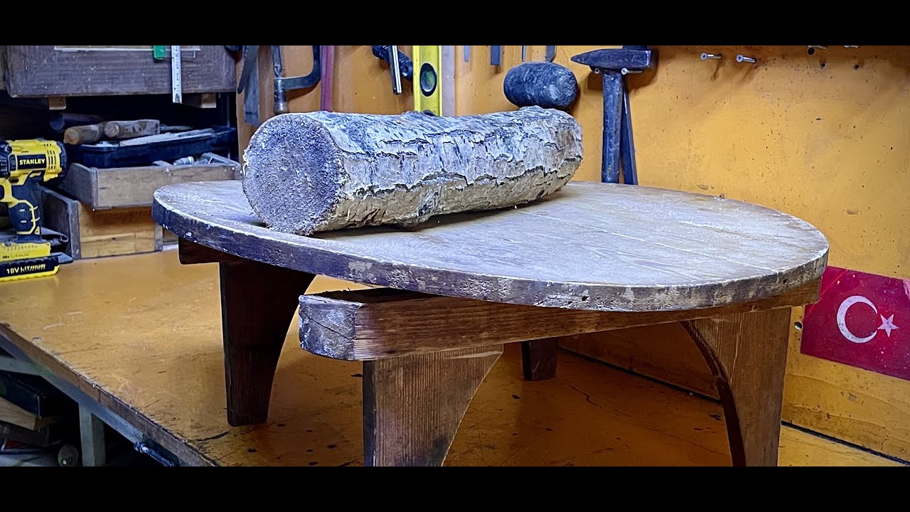 Merdane Hamur Sofrası Tamir! Making & Restorating Wooden Dough Rolling Tools