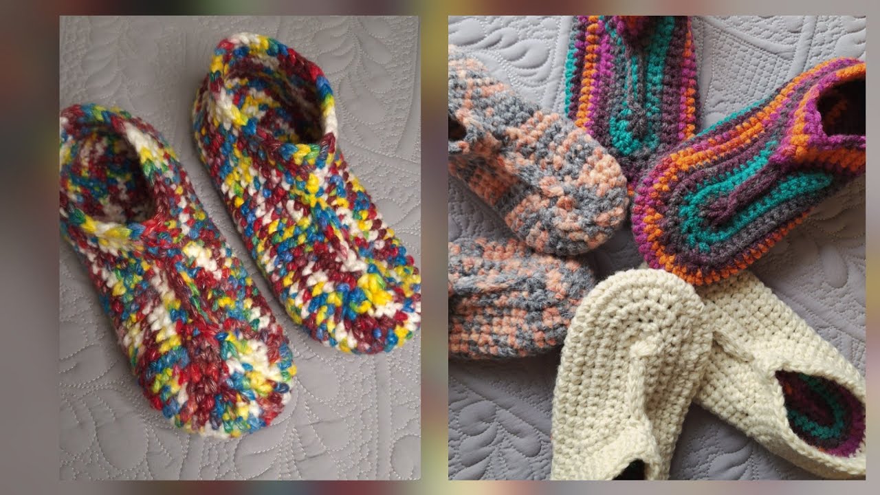 ДОМАШНІ КАПЦІ, ГАЧКОМ. Knitting slippers (слідочки, шкарпетки)#knitting  #knitting slippers 