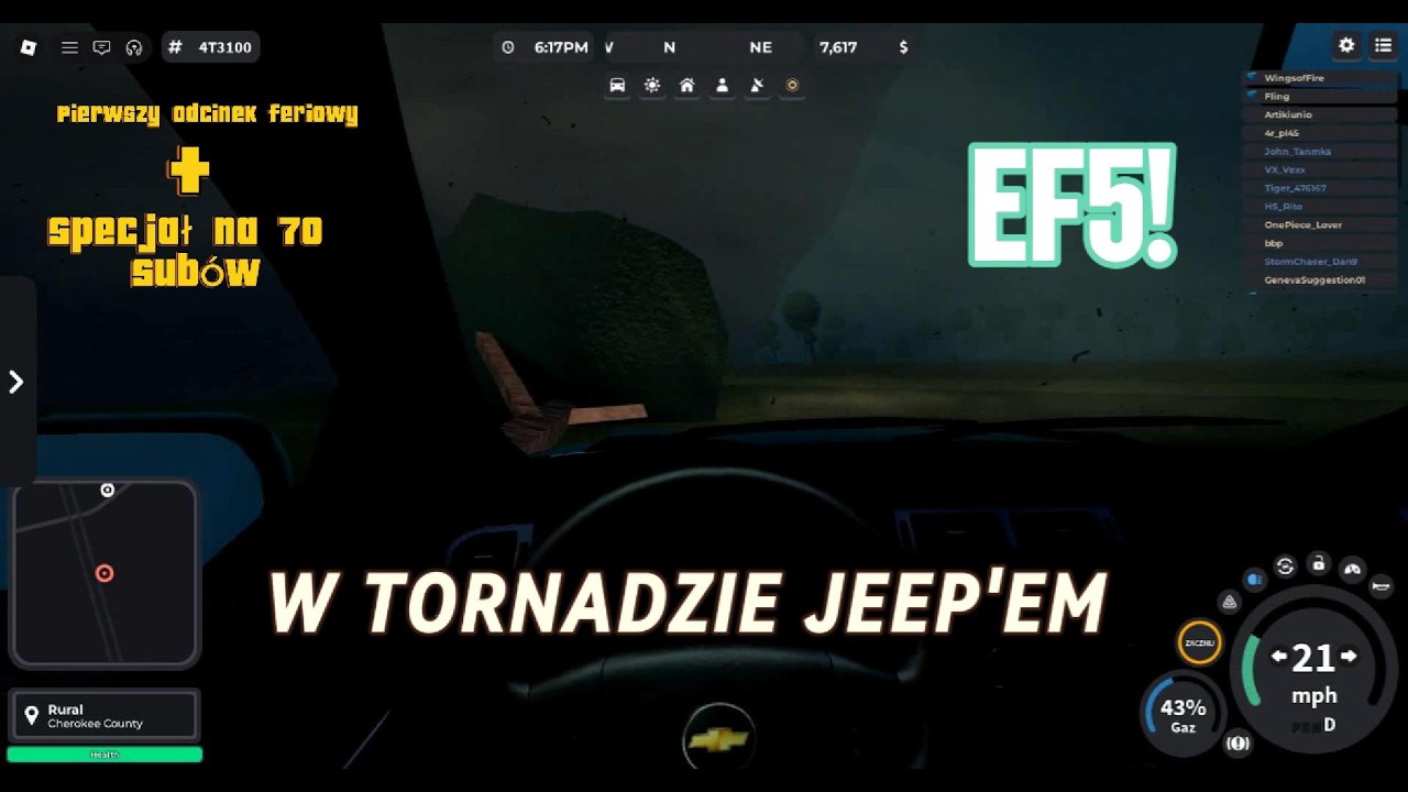 Wjechałem autem w tornado EF5! (głupi pomysł xD) Specjał na 70 subskrypcji.