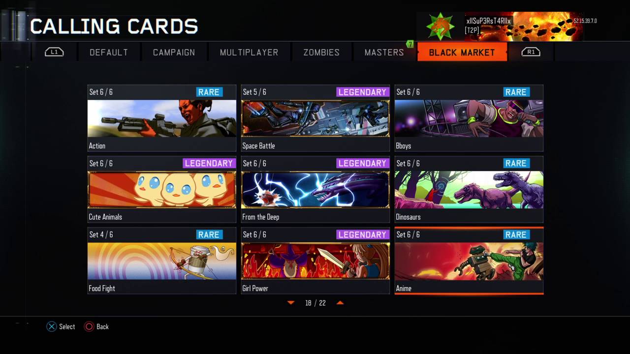 Nearly All Black Market Master Calling Cards