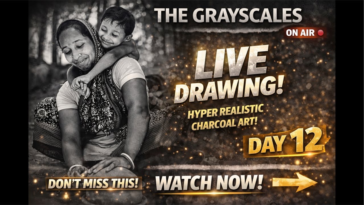 Drawing Mother&rsquo;s Love in Charcoal ❤️ Hyper Realistic Live Art | Day 12