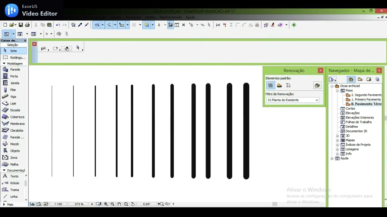 Trabalhando com espessuras de linhas no Archicad