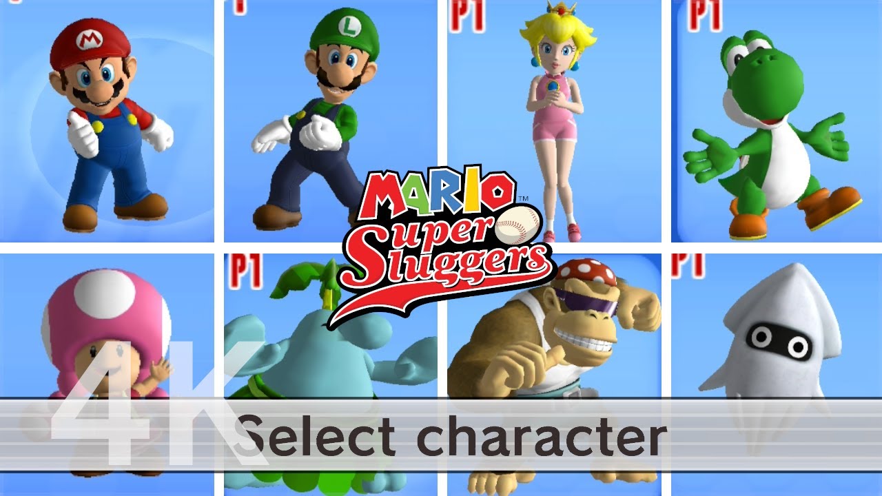 Mario Super Sluggers - All Character Select Animations (4K)