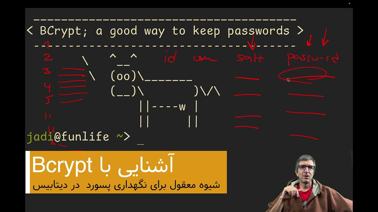 bcrypt; روش امن و مرسوم برای ذخیره کردن هش پسورد به همراه سالت و شیوه هش کردن در دیتابیس
