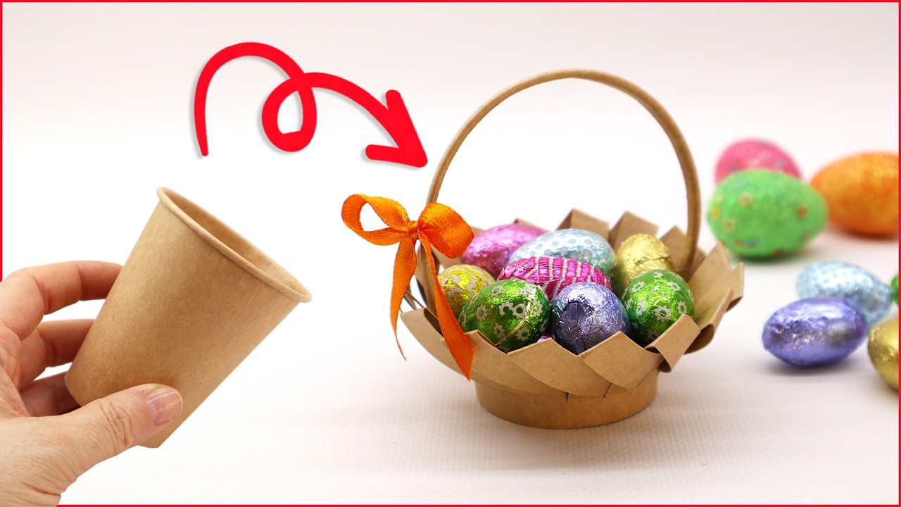 🐣Mini Basket from Paper Cup ✨ Easter Decorations DIY