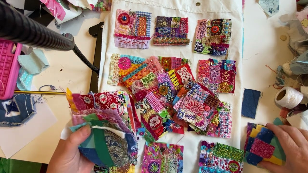 Slow stitching improv quilt