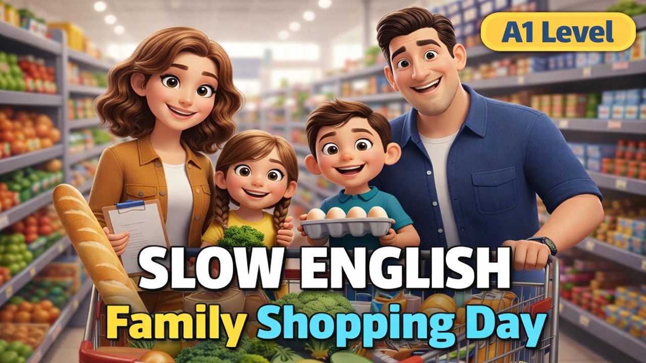Family Shopping Day | Easy English Listening Story (A1 Level)