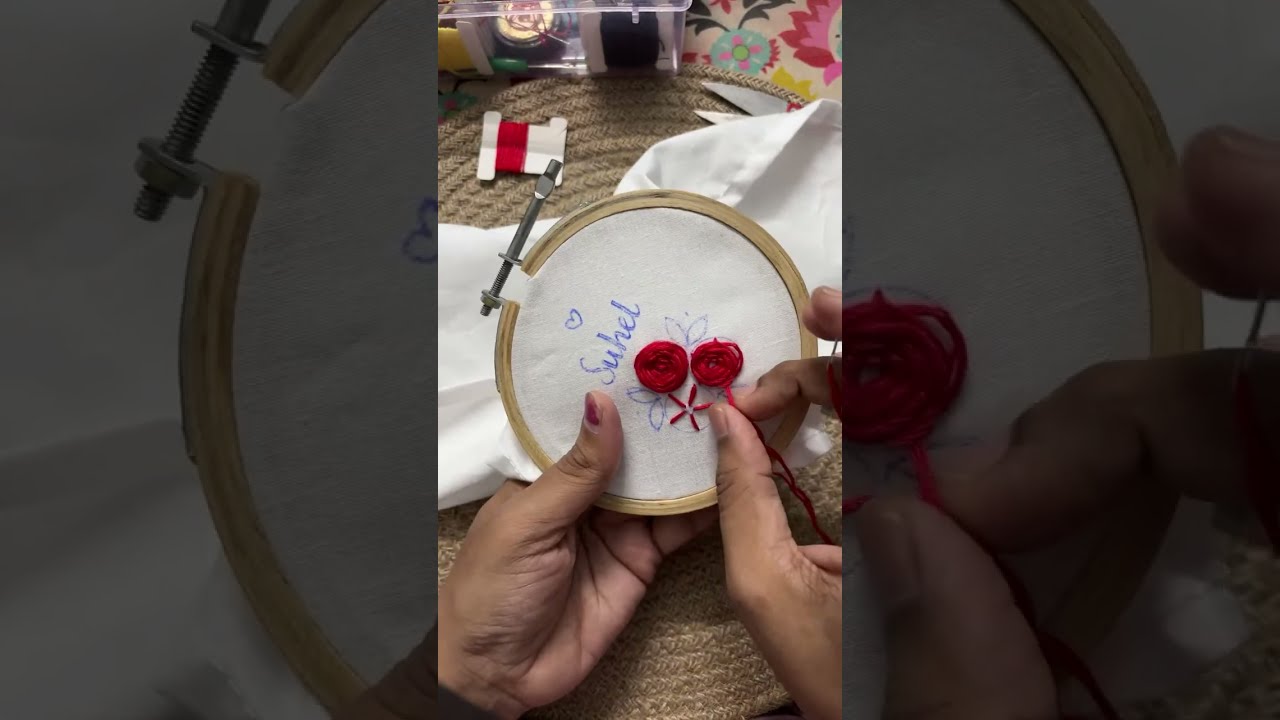 Live ! Handkerchief embroidery ( Flower embroidery)