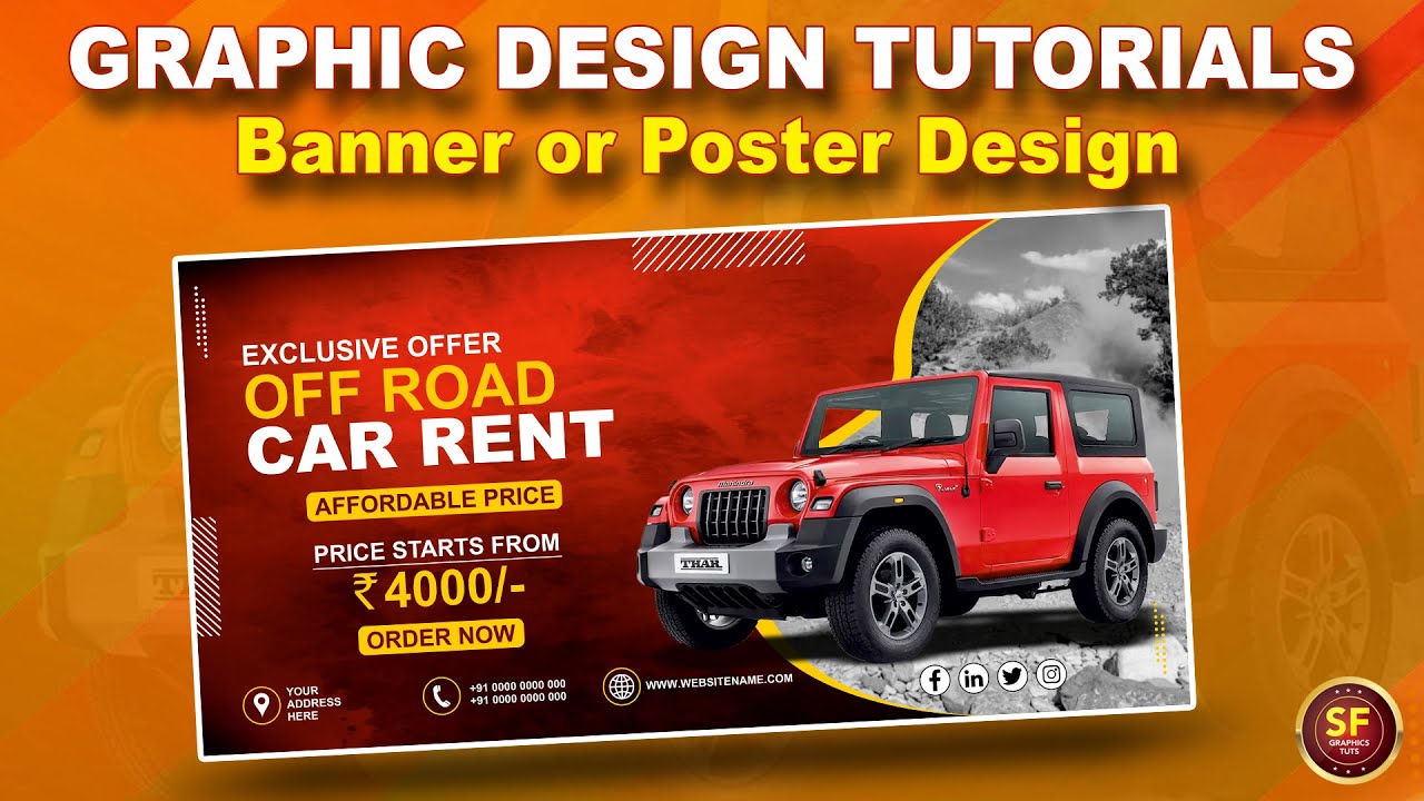 How To Make Thar Off Road Banner or Poster | Corel Draw tutorials