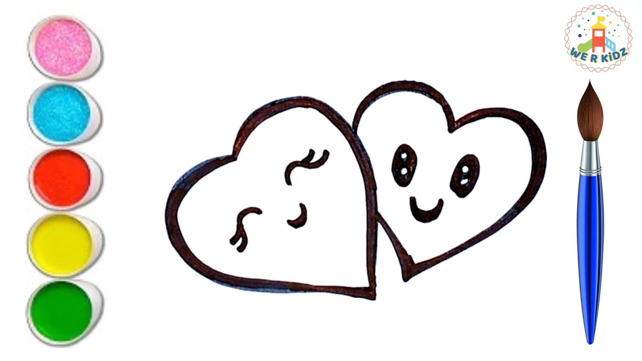 Drawing and Coloring Heart's || How to Draw double hearts || Learning Video for Kids