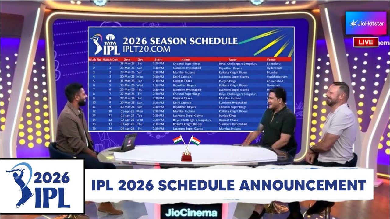 LIVE : IPL 2026 Schedule Announcement | IPL 2026 Official Schedule From 28 March to 31 May