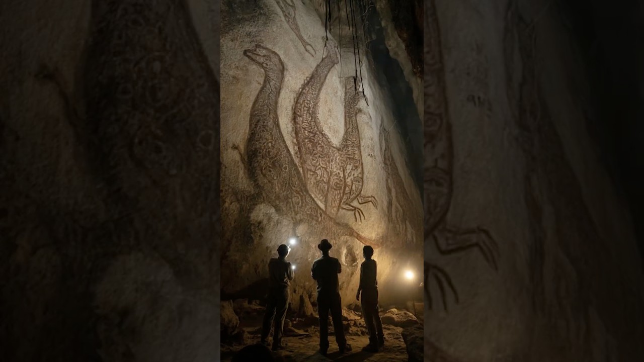 Cave Art Depicting Dinosaurs Found In Indonesia