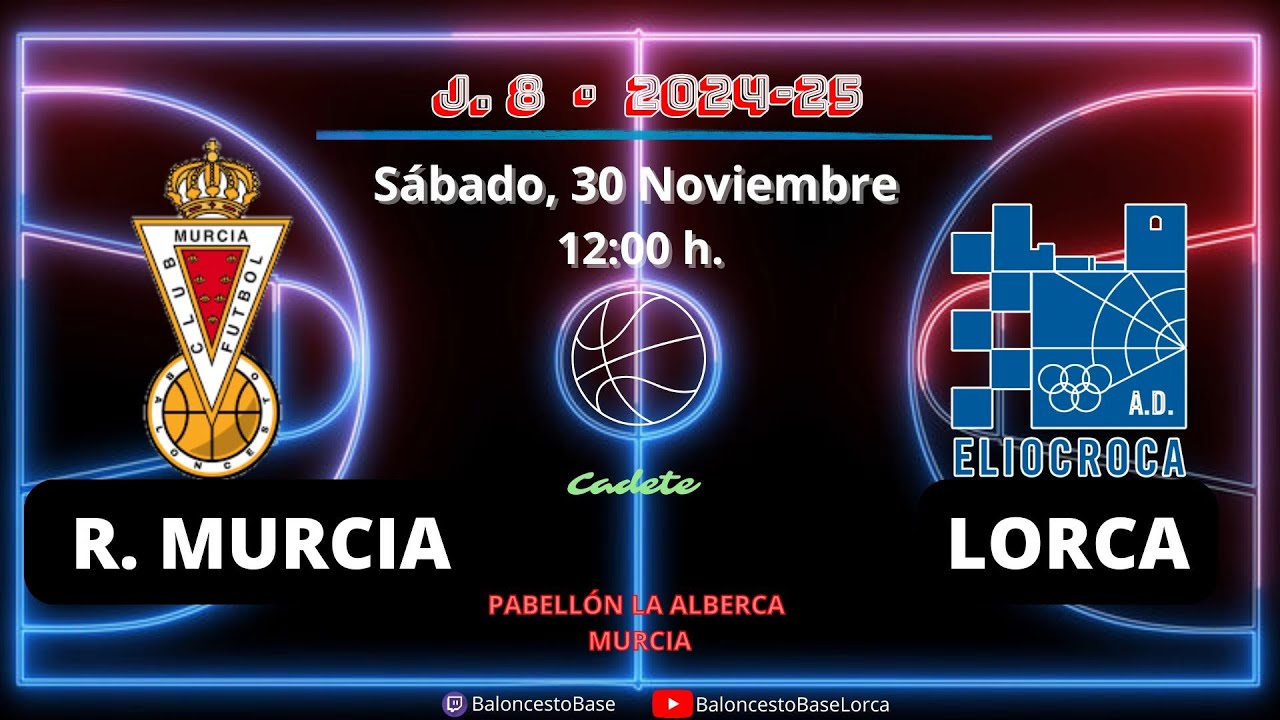 Baloncesto Cadete: Real Murcia C.B. - A.D. Eliocroca Lorca