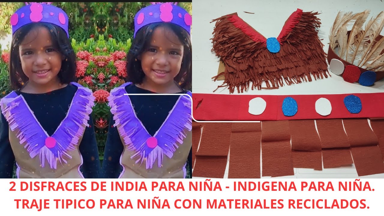 2 TRAJES TÍPICOS PARA NIÑAS / 2 DISFRACES DE INDIA O INDIGENA PARA NIÑA.