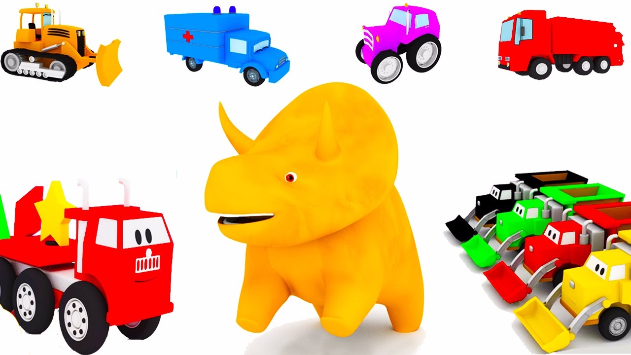 Aprender os números, as cores, as frutas e as formas con Dino o Dinossauro e com Mini Caminhões