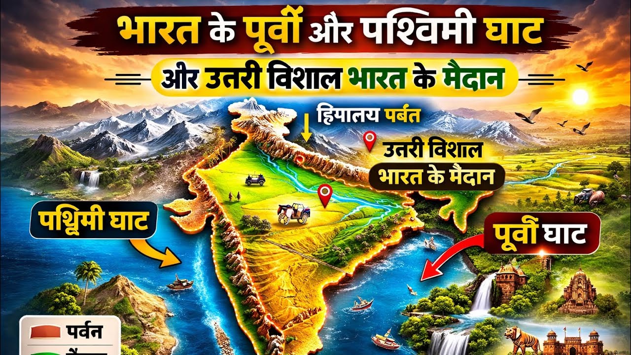 भारत के पश्चिमी घाट और पूर्वी घाट //भारत के विशाल मैदान 