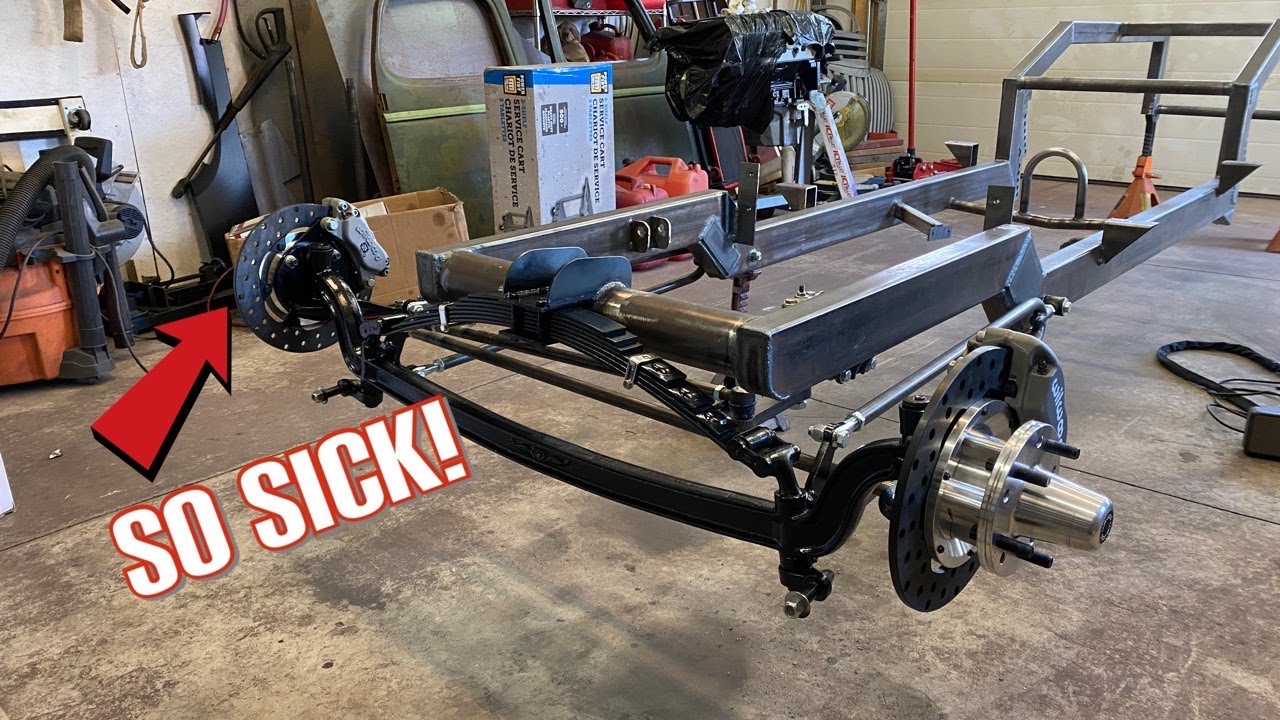 Installing a 32 Ford front axle and sweet brake kit on my 46 Chevy.