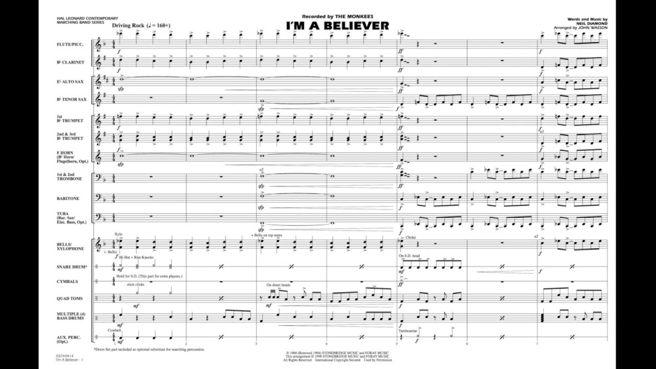 I'm a Believer by Neil Diamond/arranged by John Wasson