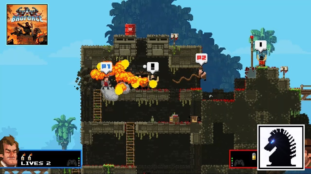NS Broforce - Arcade - Local Multiplayer - Shiryu (P1) & F81 (P2)