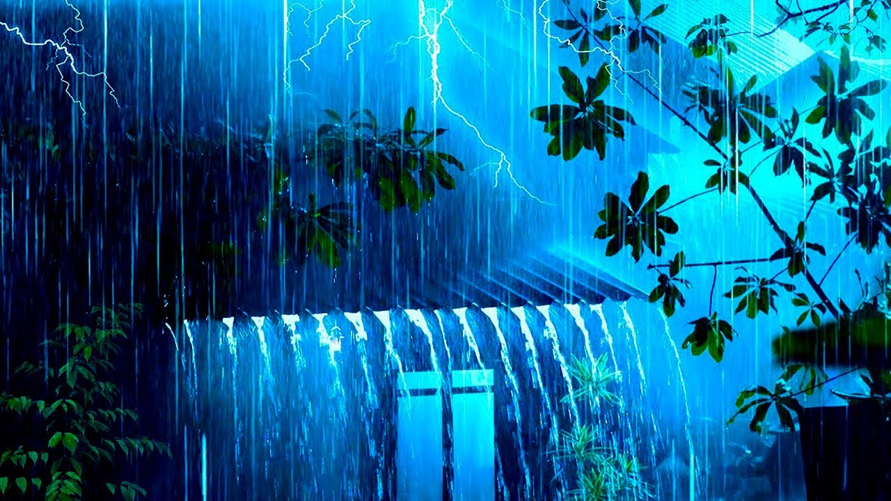 Beat Insomnia and Sleep Soundly in a Cozy Cabin with Heavy Rain and Thunder on the Roof