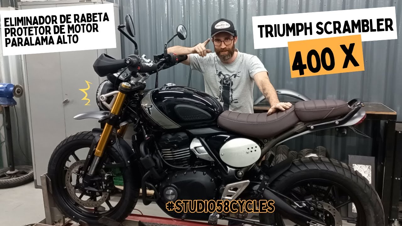 A Triumph Scrambler 400X chegou no Studio 58 - Instalando acessórios - Eliminador de Rabeta