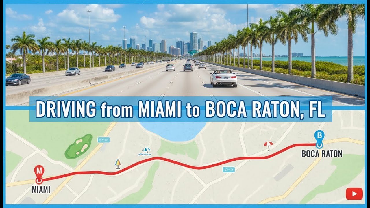 Driving from Miami to Boca Raton, Florida