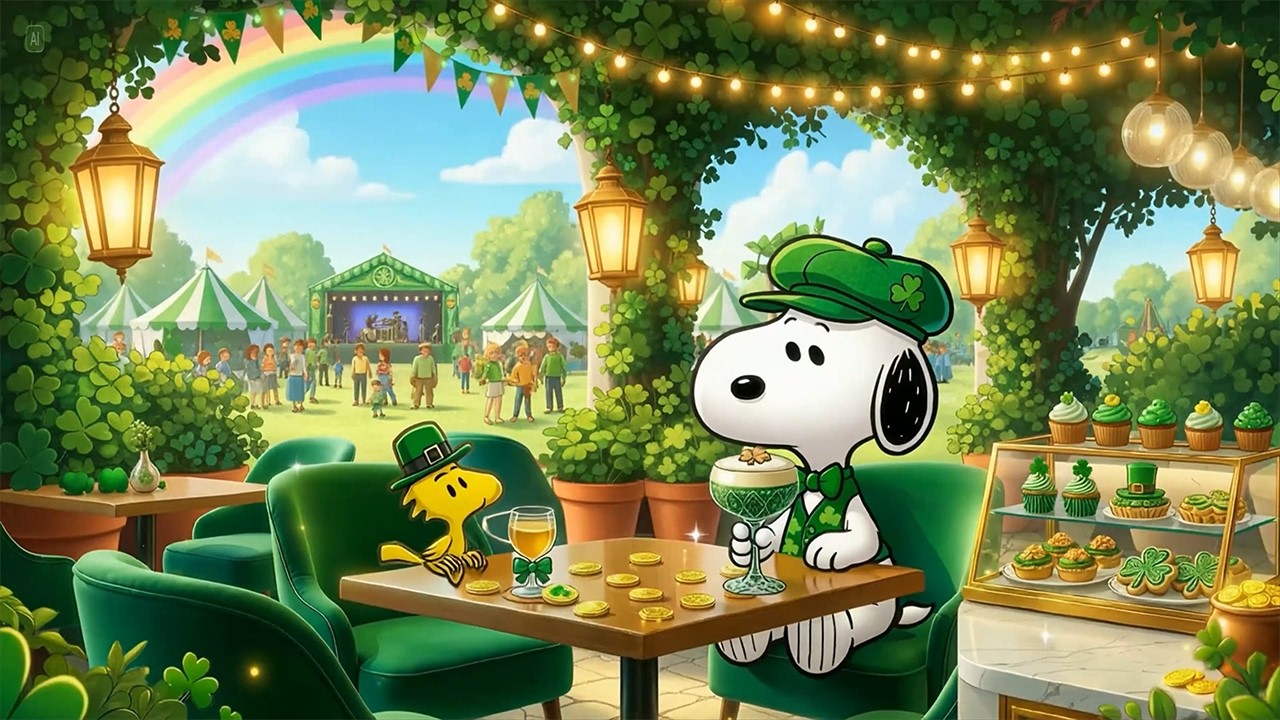 Snoopy St  Patrick’s Day Jazz with Snoopy 🍀 Soft Jazz Melodies for Relaxing & Afternoon Coffee