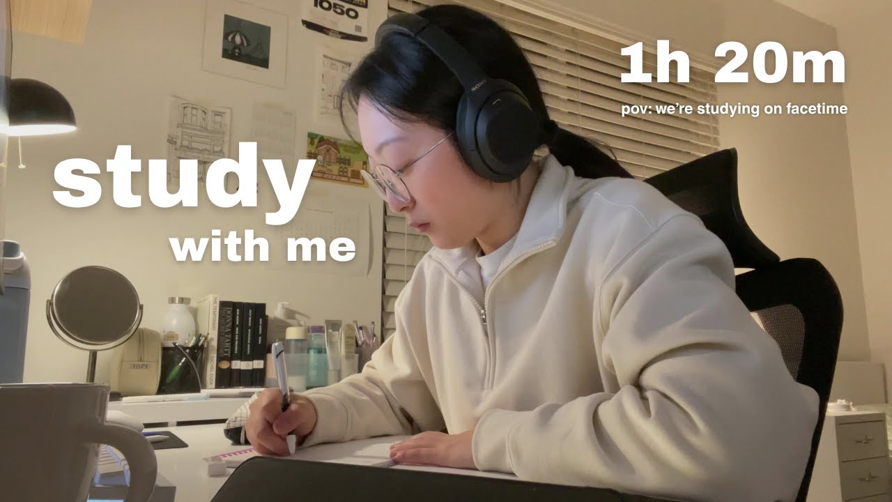 STUDY WITH ME 1hr 20m | real sound, no music, keyboard and notetaking asmr