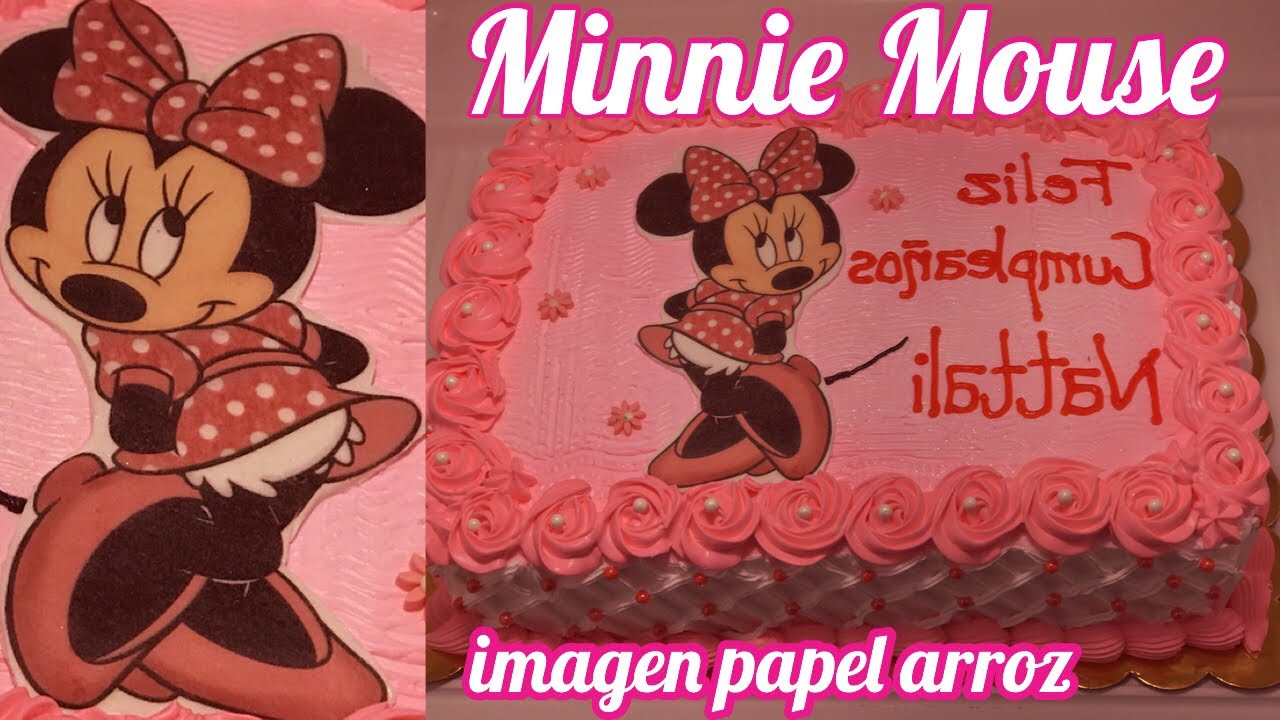 COMO DECORAR UN PASTEL DE MINNIE MOUSE CON IMAGEN DE PAPEL ARROZ