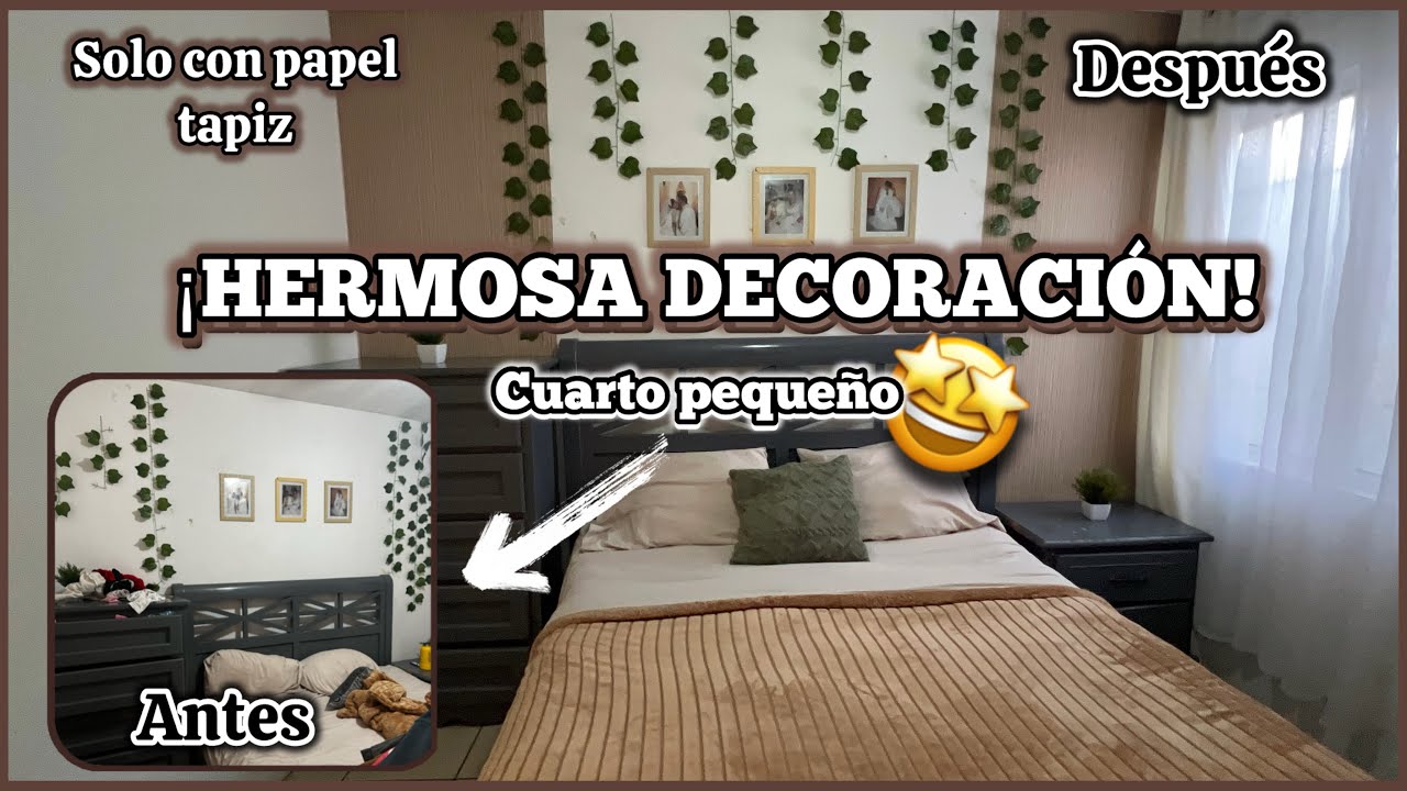 🔥 Transformé mi CUARTO PEQUEÑO solo con PAPEL TAPIZ ✅