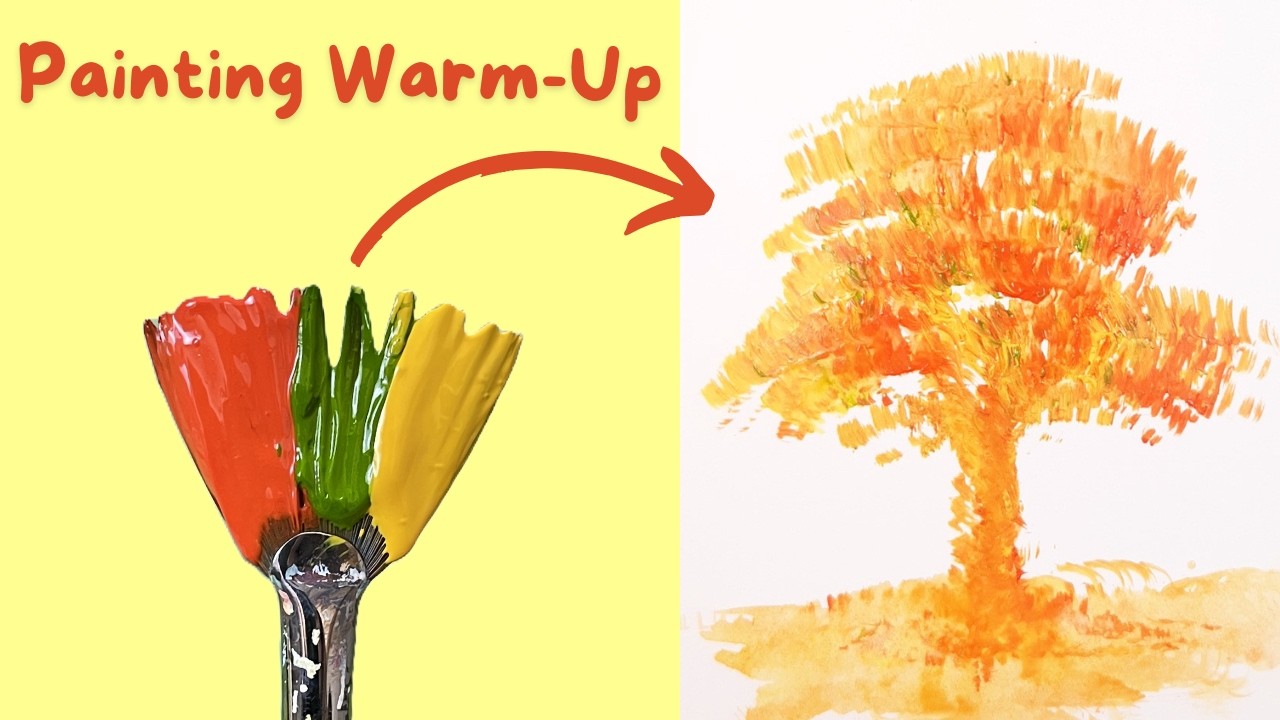 Acrylic Warm-Up Painting Exercise: 5 MINUTE TREE PAINTING