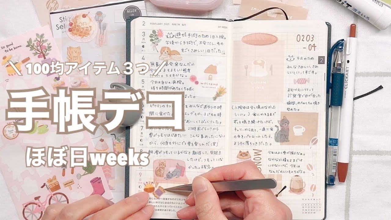 【手帳デコ】ほぼ日手帳weeks / 100均アイテムを使って手帳デコ