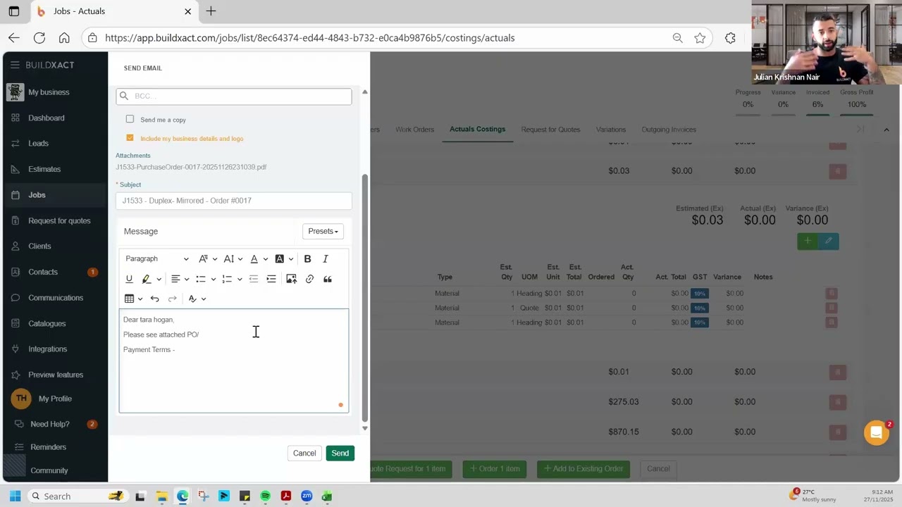 Run Projects Like a Pro in Buildxact — Tara Hogan Turns Estimates  into Seamless Project Management