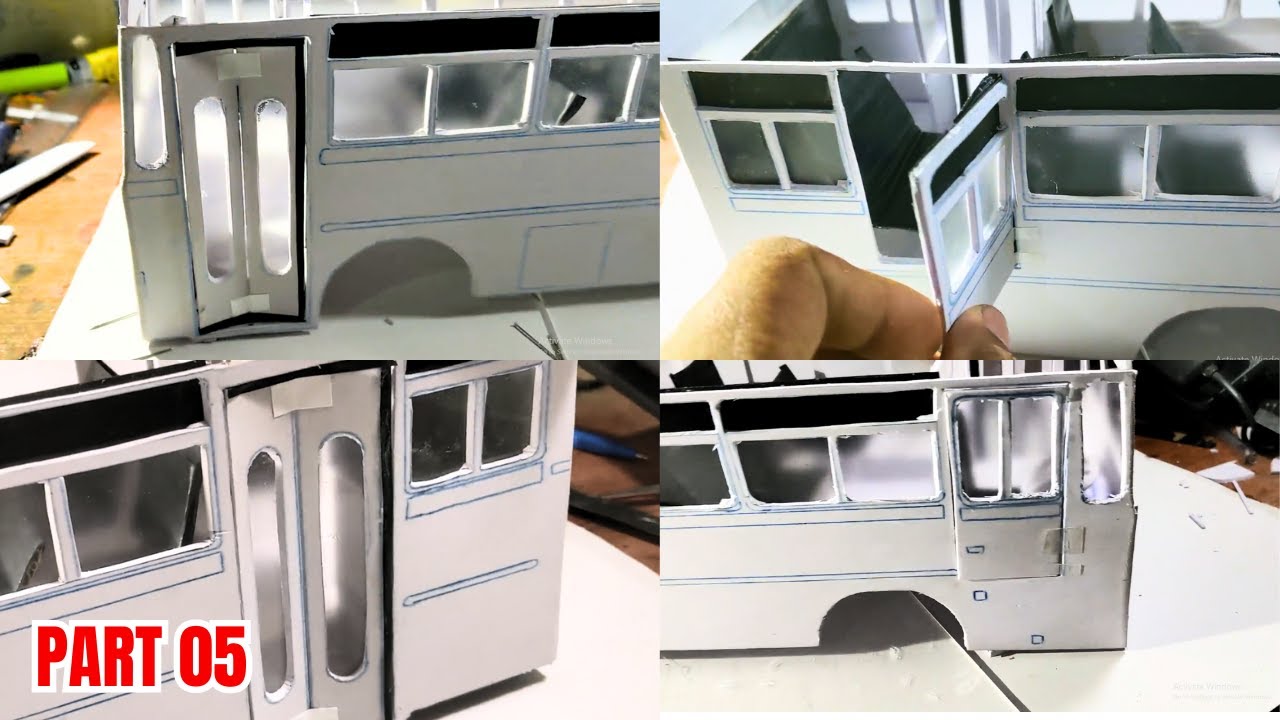 How to make lanka ashok layland bus model | Hand-made bus part 05 | Installing Doors