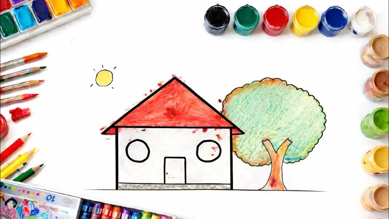 Easy House Drawing for Kids 🎨 | Simple Home Drawing Step by Step