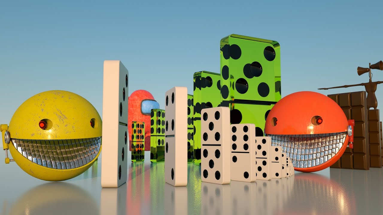 Best of Domino Effect COMPILATION 5 [ Robot Pacman, Jelly Pacman, Siren Head, Among Us ]