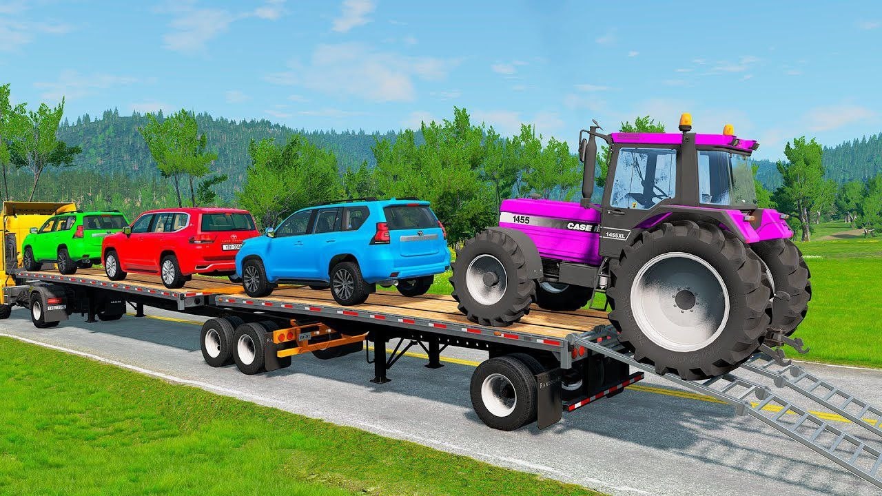 Flatbed Truck Mcqueen | Transportation with Truck - Pothole vs Car #206 - BeamNG.Drive
