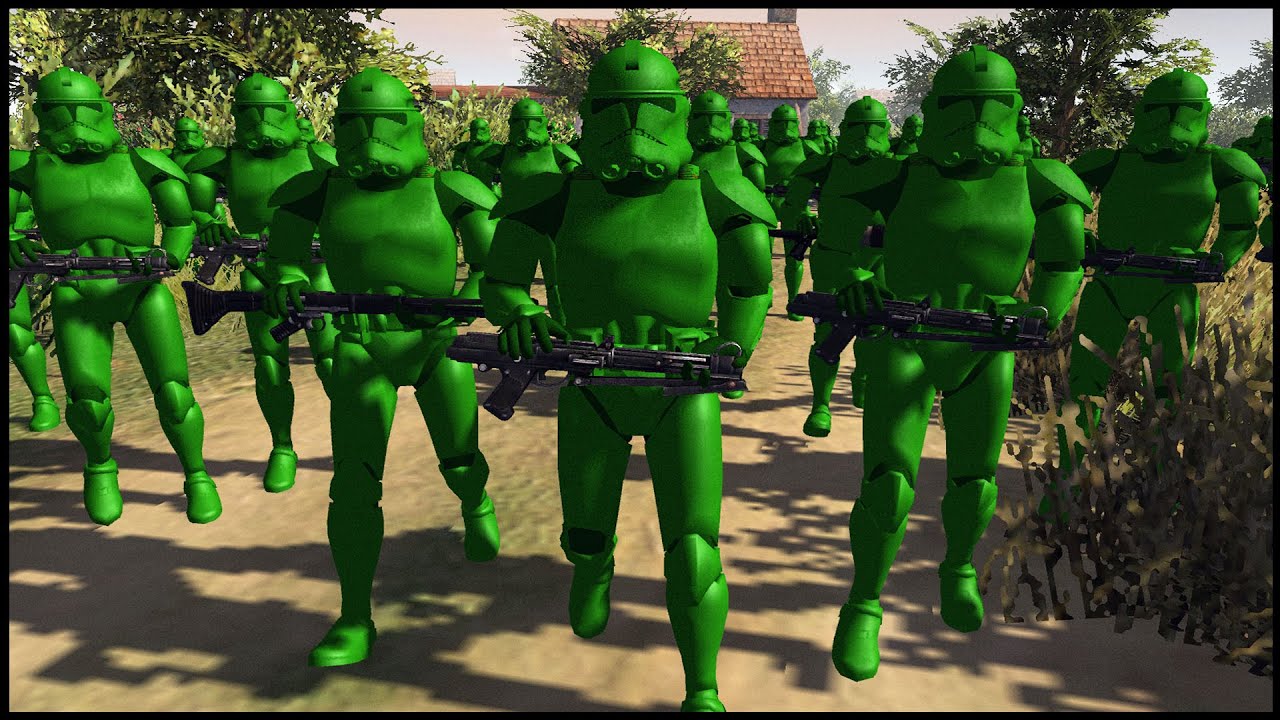 Plastic Green CLONE ARMY MEN!? - Men of War: Star Wars Mod Battle Simulator