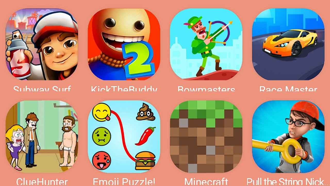 Gramic Monster Scary survival,Kick The Buddy,Minecraft,Emoji Puzzle,Survival Story,Bowmasters,HCR 2