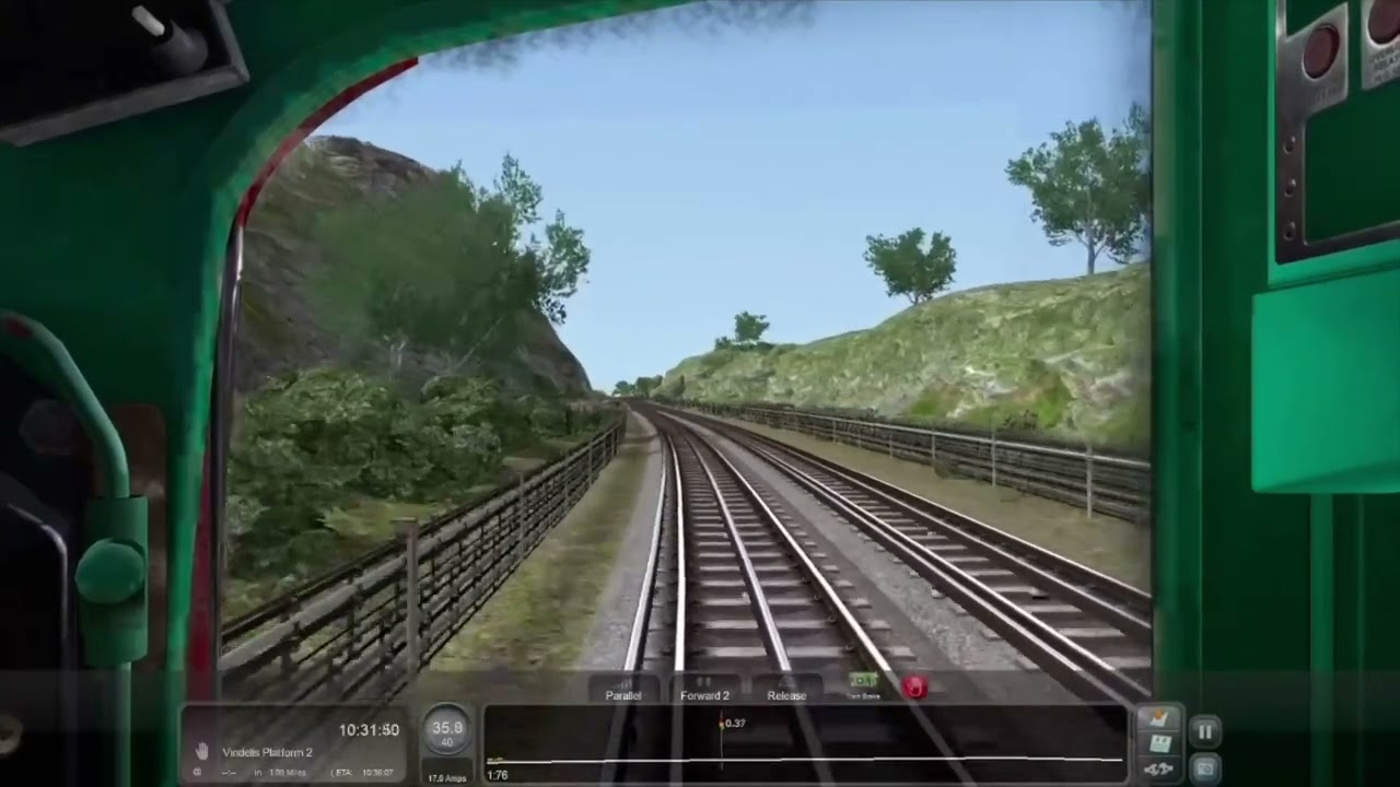 Driving a 1938 stock train from St Paul’s to Vindelis. Train Simulator Speedrun.