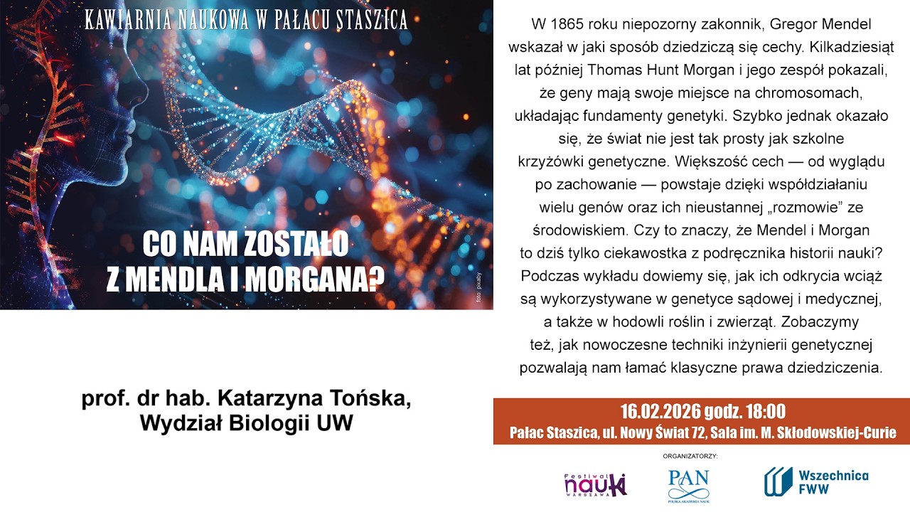 Co nam zostało z Mendla i Morgana? / prof. dr hab. Katarzyna Tońska