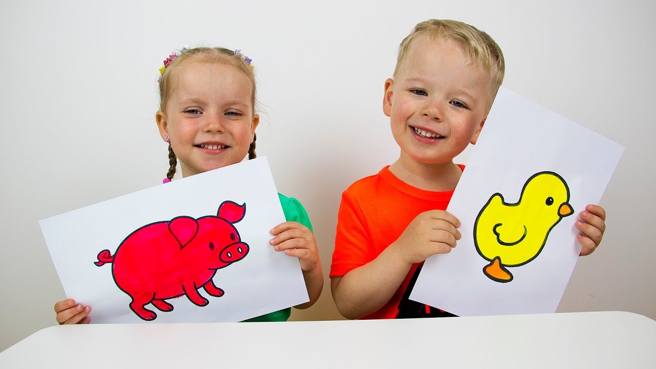 LEARN COLORS for Children's Body Paint and Coloring