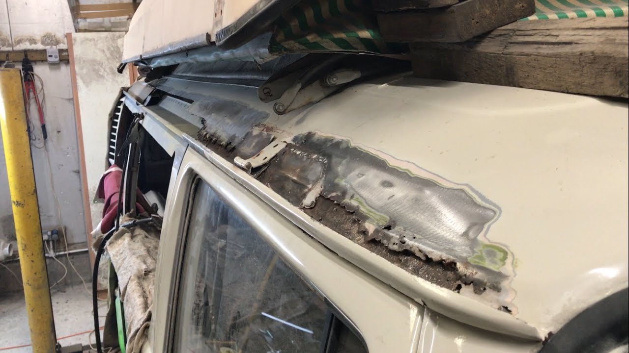 How to repair a 1970s VW camper Roof gutter, Bay window T2 classic car plus hydraulic shrinker