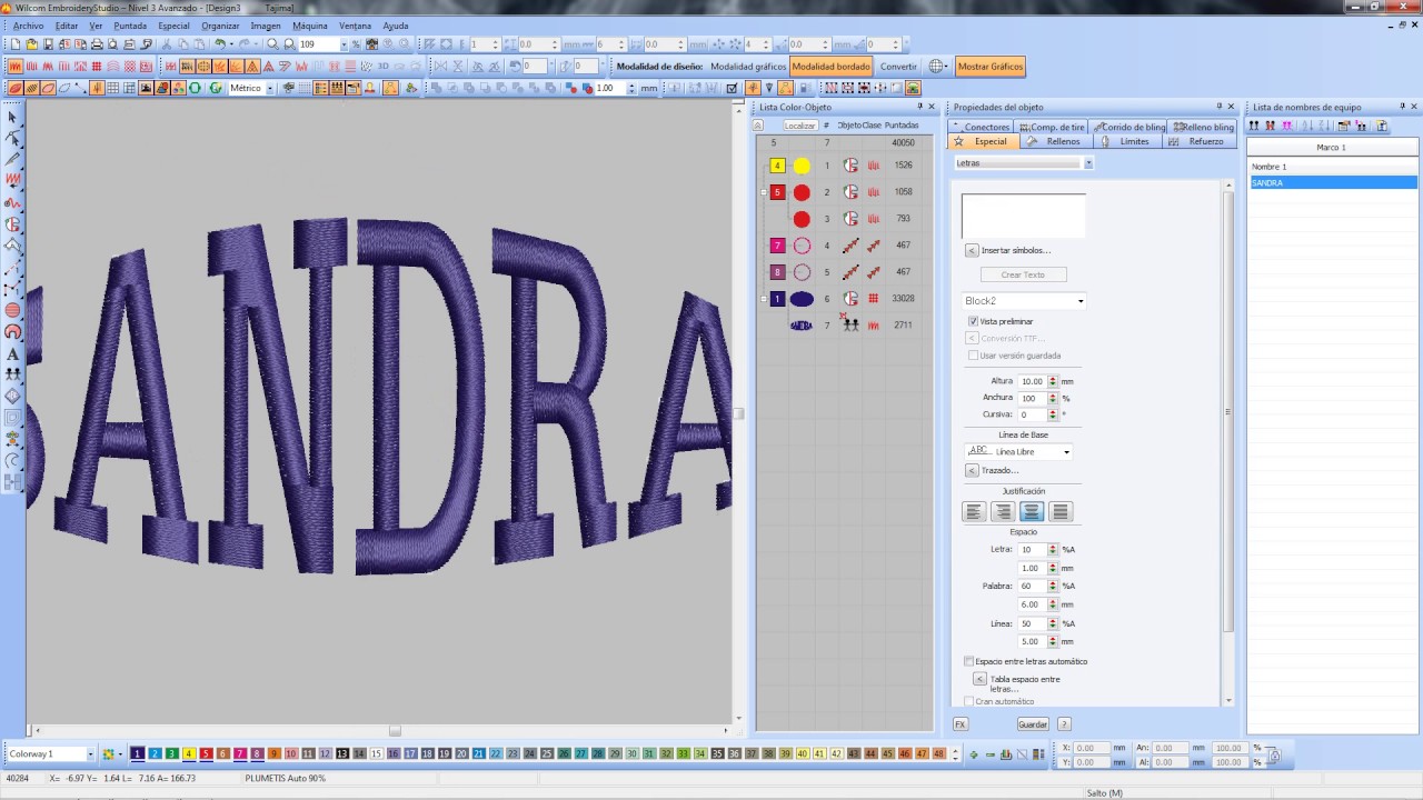 la naturaleza de las letras -Wilcom EmbroideryStudio e2.0