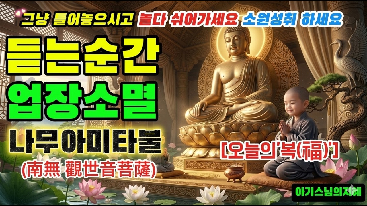 ▶️[오늘의 복(福)나무아미타불] 지금 이 염불을 틀어두세요☀️인생의 고난을 축복으로 바꾸는 나무아미타불 가피 명상음악🌸듣는 것만으로도 모든 두려움이 사라지고 대운이 찾아옵니다 🙏