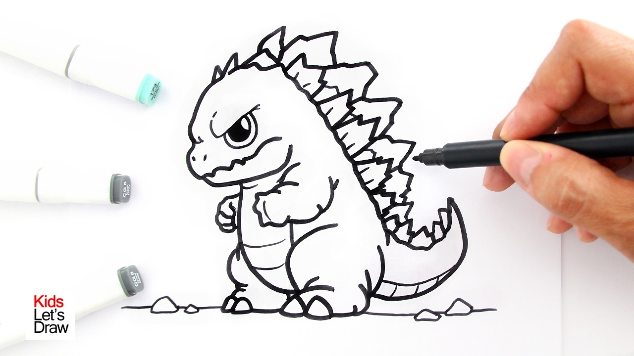 Cómo dibujar a GODZILLA CHIBI paso a paso | How to Draw Cute Godzilla Easy