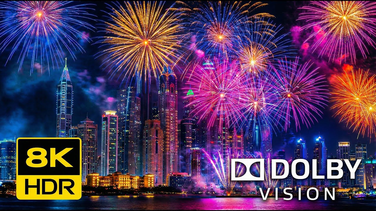 8K HDR Fireworks: Pure OLED Experience 🌈Dolby Vision HDR 120FPS: Luxury City Night