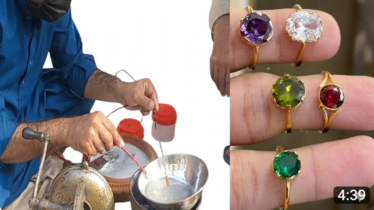 gold polish artificial 1 carat ring making process start to end complete video 