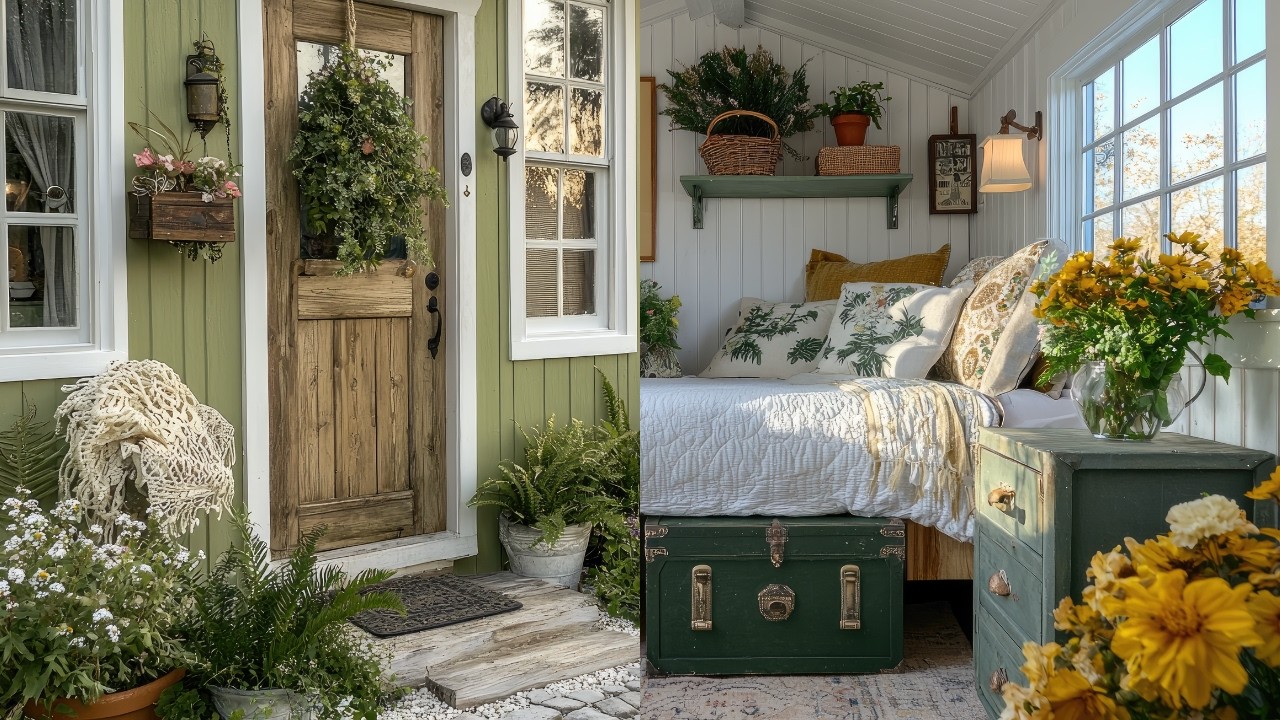 Granny’s Tiny Green Cottage Tour 🍃 Vintage Decor, Thrifted Treasures & Cozy Vibes!