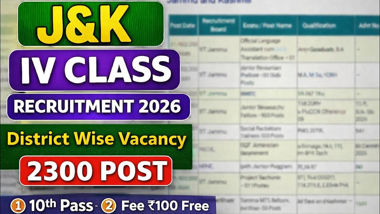 Latest vacancy in Jammu Kashmir//jkssb latest update//10 th pass job in Jammu Kashmir 